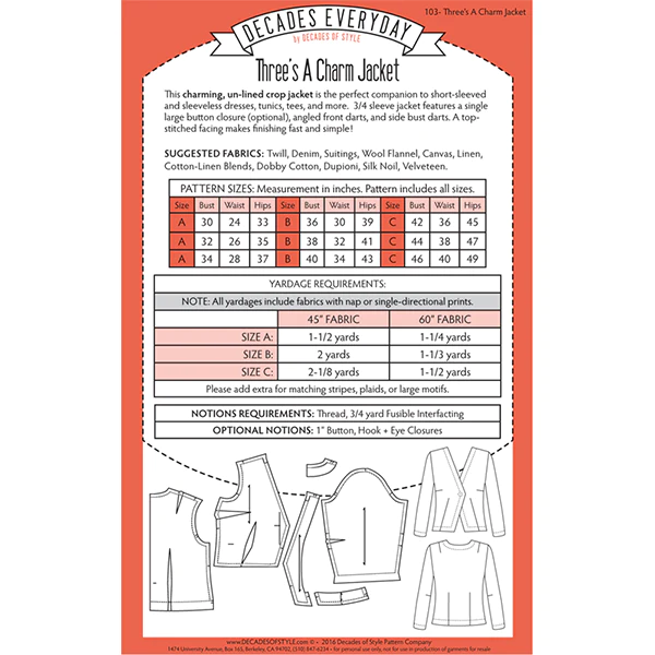 Decades of Style - Three's A Charm Jacket