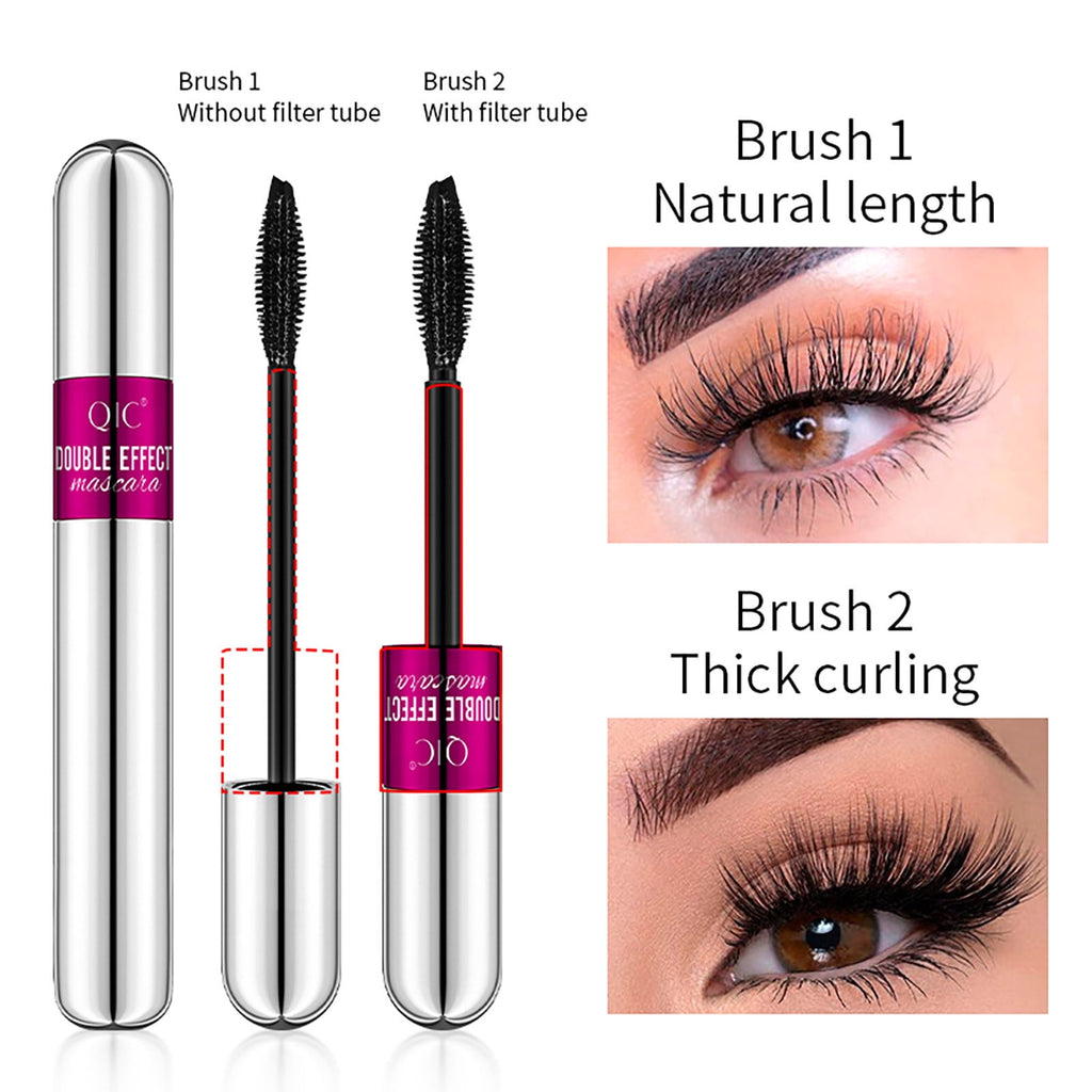 Vibely Mascara 5x Longer Washable Lash Cosmetics, 2 in 1 4D Silk Fiber Lash Mascara, Mascara Waterproof for Women