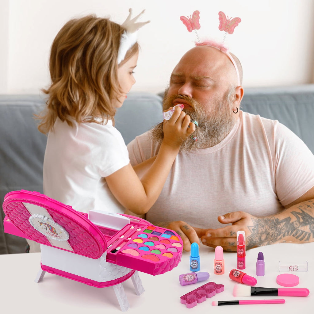 Kids Makeup Kit for Girl Toys, Sendida 66PCS Washable Little Girls Makeup Toy for Toddlers Children Princess Birthday Gift for 3-12 Year Old Girl