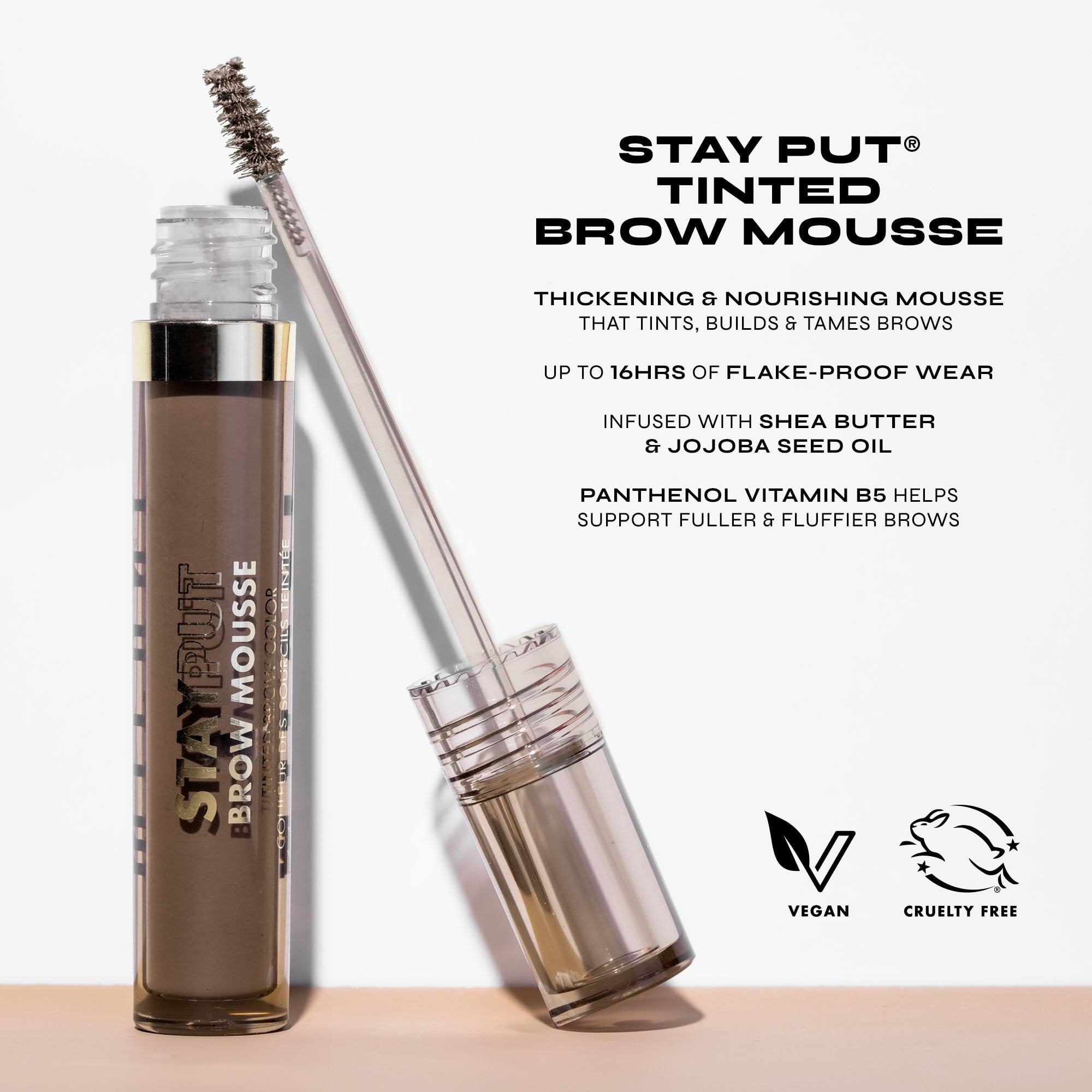 Milani Stay Put Brow Mousse Tinted Brow Color, Taupe, 0.10 fl oz