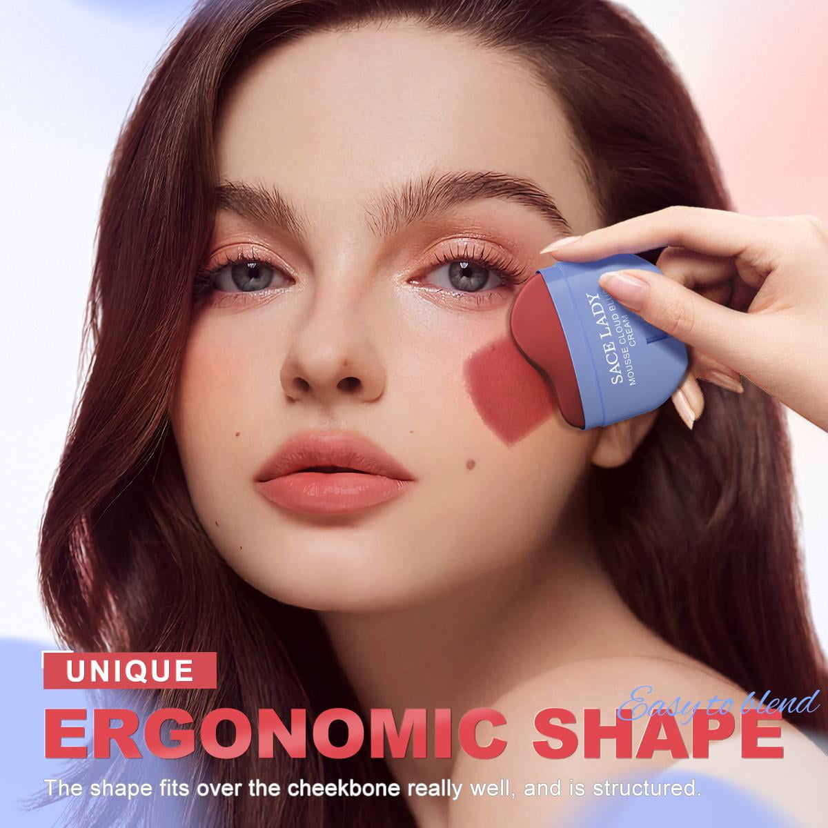 SACE LADY Natural Blush Face Makeup No Drying Pigmented Smooth Blush Cream Nourishes Lip Eye Cheek Cosmetics 0.31Oz