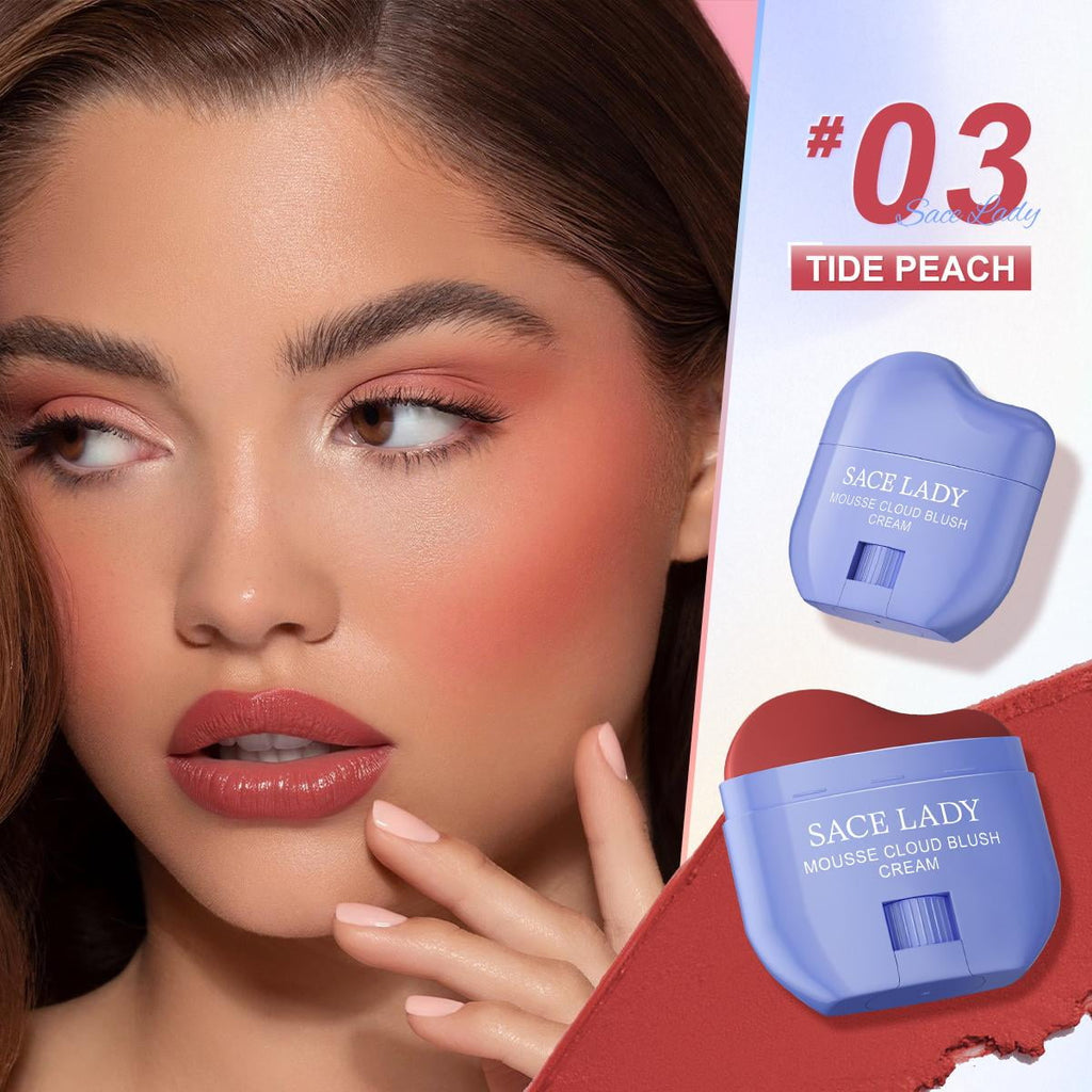 SACE LADY Natural Blush Face Makeup No Drying Pigmented Smooth Blush Cream Nourishes Lip Eye Cheek Cosmetics 0.31Oz
