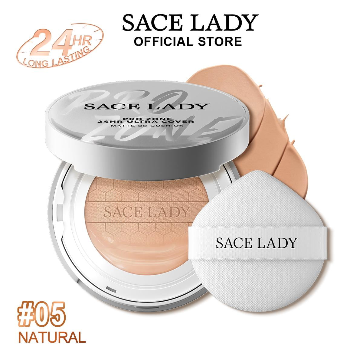 SACE LADY Oil Control BB Cushion Foundatiaon Long Lasting Full Coverrage Natural Foundation With SPF 30+ Waterproof Face Makeup 0.35Oz