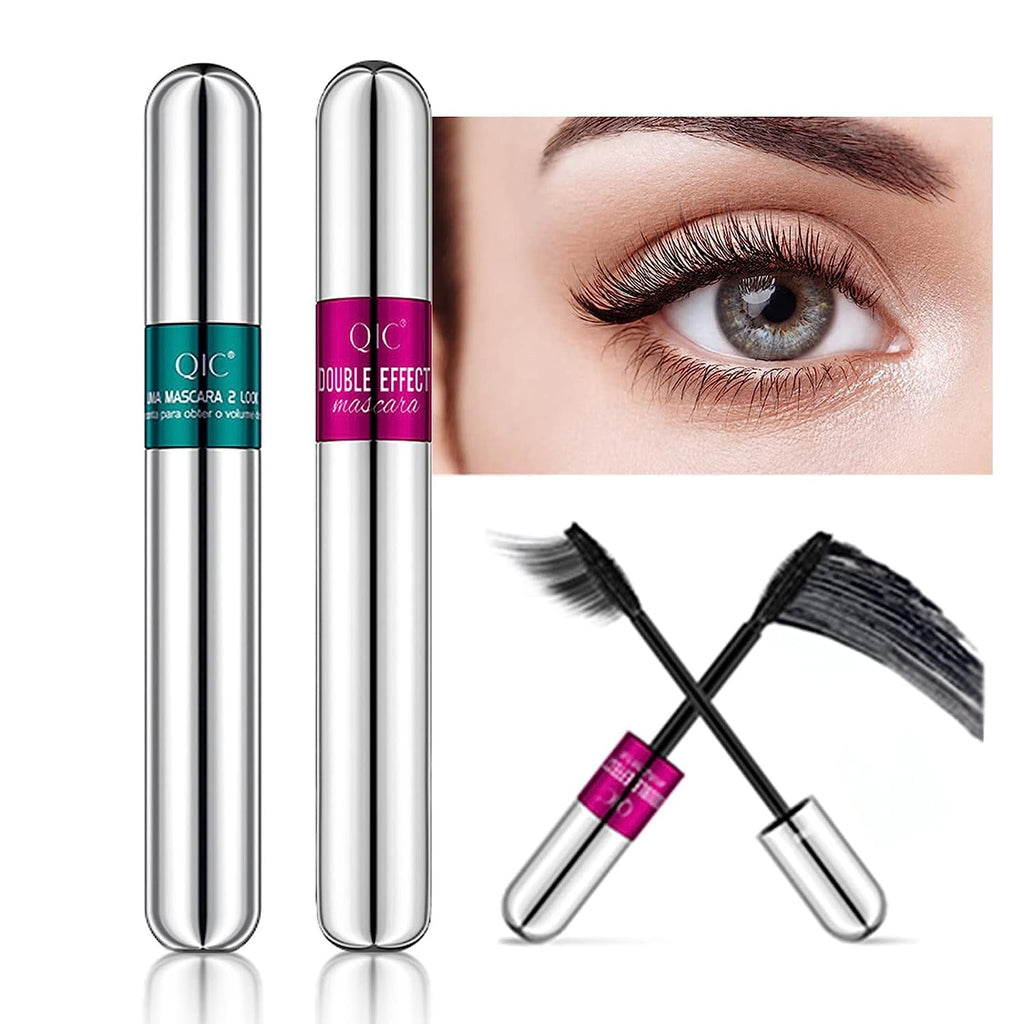 Vibely Mascara 5x Longer Washable Lash Cosmetics, 2 in 1 4D Silk Fiber Lash Mascara, Mascara Waterproof for Women