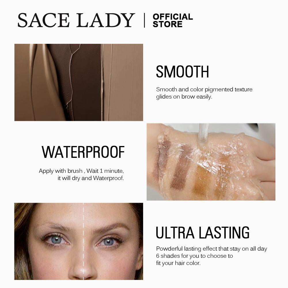 SACE LADY 3D Eyebrow Gel Long Lasting 24 Hours Waterproof Smudge-proof Brow Cream Makeup Kit 0.2Fl Oz