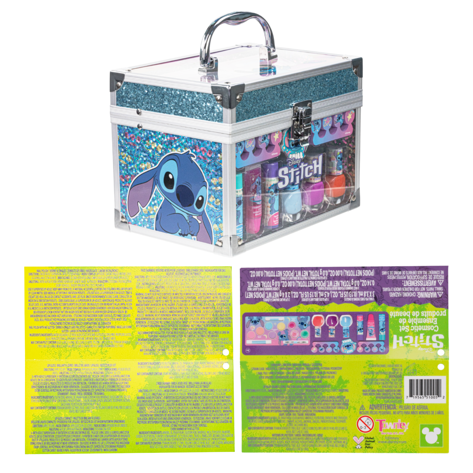 Stitch Kids Makeup Kit Train Case Beauty Set, Washable Play Makeup Set for Kids’ Party Favors