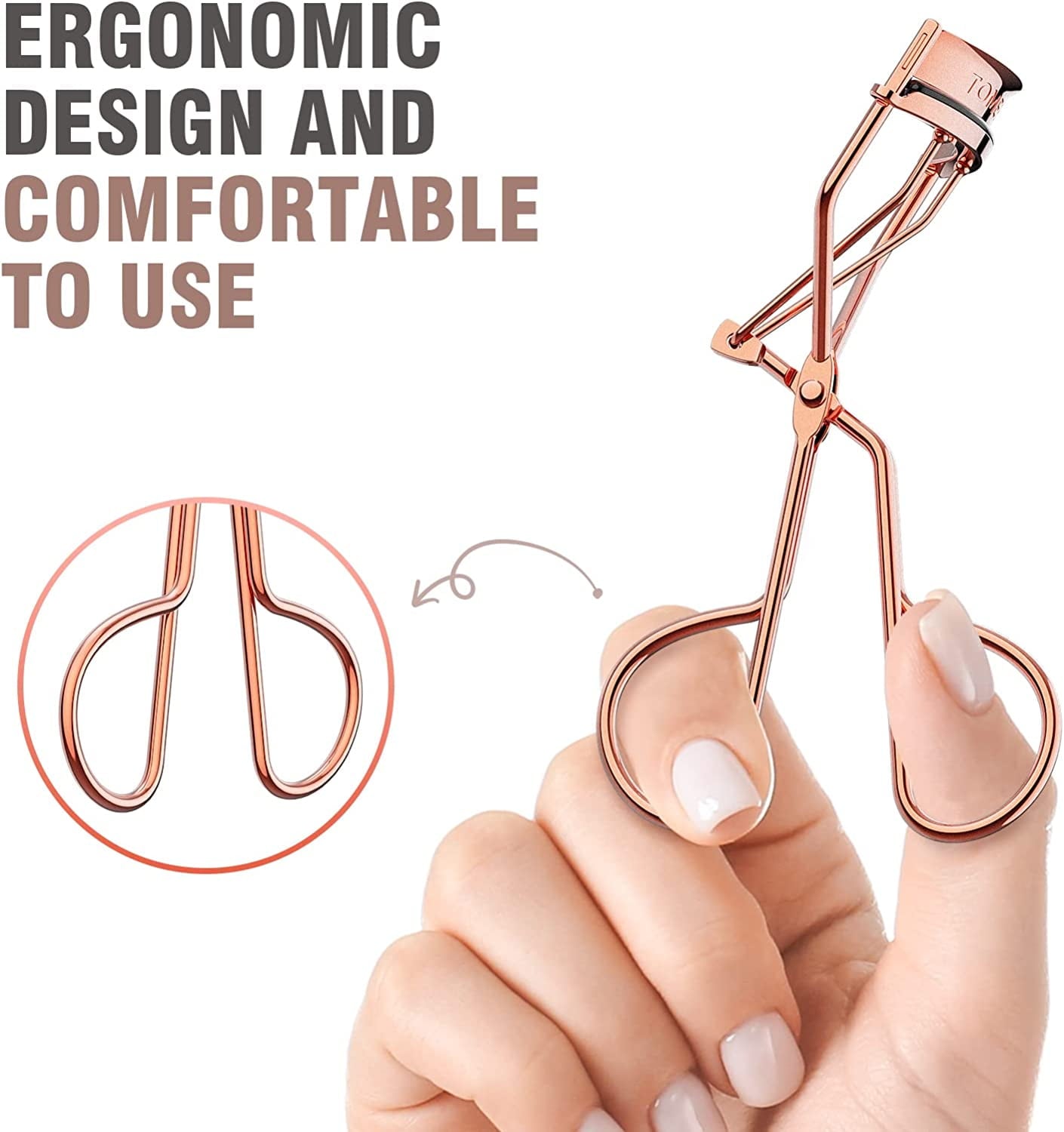 Eyelash Curler with Comb & 5 Black Peplaceable Silicone Pads Rose Gold Metal Eyebrow Curler for All Eye Types